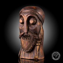 Load image into Gallery viewer, Wooden Head, Viking Warrior, Viking Statue, Wooden Viking, Pagan Statue, Norse, Viking Home Decor, Reenactment, Museum, Office Sculpture