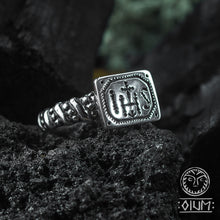 Load image into Gallery viewer, Christian Ring, IHS, Jesus Ring, Jesus Band, Christian Jewelry, Christian Band, Medieval, Middle Ages, Reenactment, Ancient, Iesus Christus