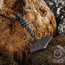 Load image into Gallery viewer, Thor's Hammer Forged Pendant, Mjollnir, Mjolnir, Thor Jewelry, Viking Jewelry, Norse Jewelry, Scandinavian Jewelry, Medieval, SCA, LARP