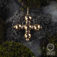 Load image into Gallery viewer, Bronze Cross Pendant, Ancient Cross, Cross Jewelry, Medieval Cross, Tribal Cross, Reenactment, Viking Cross, SCA Jewelry, LARP, Amulet