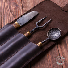 Load image into Gallery viewer, Forged Dinner Set, Viking Cutlery, Medieval Cutlery, Rustic Cutlery, Viking Kitchen, Medieval Kitchen, Dining Appliances, Reenactment, LARP