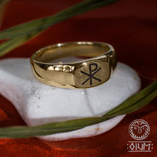 Load image into Gallery viewer, Christian Ring, Chi Rho Symbol. Bronze
