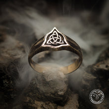 Load image into Gallery viewer, Triquetra, Trinity Knot, Celtic Knot, Viking Ring, Viking Jewelry, Pagan Jewelry, LARP, Nordic, Norse Ring, Signet Ring, Protection Ring