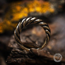 Load image into Gallery viewer, Twisted Ring, Viking Ring, Slavic, Pagan Jewelry, LARP, SCA, Reenactment, Nordic, Norse Ring, Solid Ring, Rustic Men Ring, Viking Design