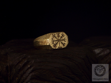 Load image into Gallery viewer, Brass Vegvisir Ring