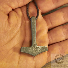 Load image into Gallery viewer, Damascus Thor's Hammer Pendant