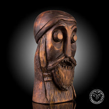 Load image into Gallery viewer, Wooden Head, Viking Warrior, Viking Statue, Wooden Viking, Pagan Statue, Norse, Viking Home Decor, Reenactment, Museum, Office Sculpture
