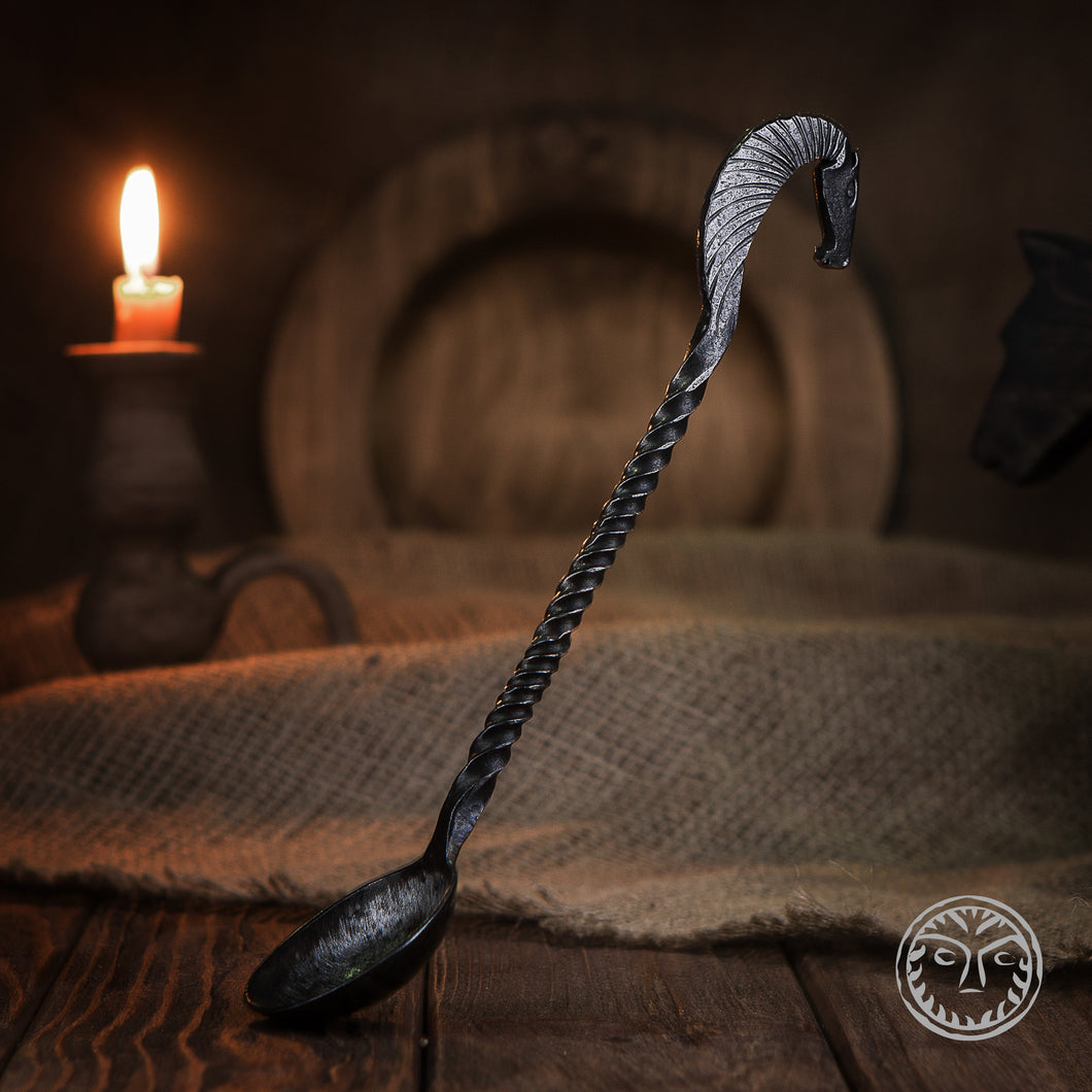 Forged Viking Spoon, Horse Head, Horse Accessories, Rustic Kitchen, Medieval Cutlery, Reenactment, SCA, LARP, Spoon, Viking design, Style