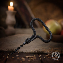 Load image into Gallery viewer, Forged Corkscrew, Medieval Accessories, Rustic Corkscrew, Hand Forged Accessories, Medieval Kitchen, Kitchen Accessories, Reenactment, SCA
