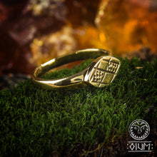 Load image into Gallery viewer, Rhombus Brass Ring, Rhombus Symbol Ring, Amulet, Talisman Ring, Fertility Jewelry, Medieval Ring, Replica Ring, Ancient Ring, Spiritual Ring
