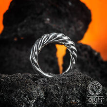 Load image into Gallery viewer, Twisted Ring, Viking Ring, Slavic, Pagan Jewelry, LARP, SCA, Reenactment, Nordic, Norse Ring, Solid Ring, Rustic Men Ring, Viking Design
