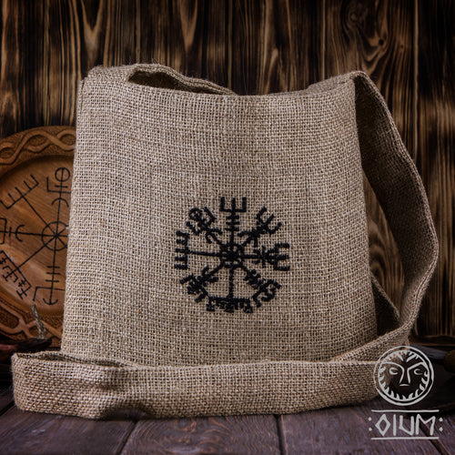 Medieval Bag, Viking Bag, Viking Symbol, LARP, SCA, Vegvisir Bag, Linen Sac, Linen Bag, Reenactment, Asatru, Norse, Nordic, Middle Ages