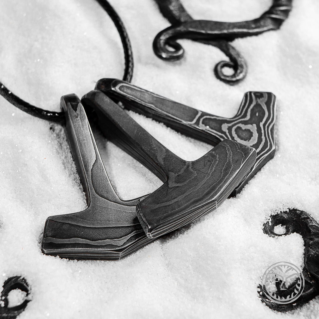 Damascus  Thor's Hammer Pendant