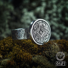 Load image into Gallery viewer, Solar Ring, Sun, Museum, Ancient Ring, Medieval Ring, Tribal Jewelry, Reenactment Jewelry, SCA Jewelry, LARP, Viking, Fylfot, Swastika
