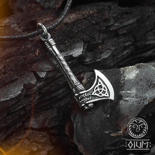 Axe Necklace,Triquetra, Trinity Knot Silver Pendant, Viking Design, Asatru, Axe Pendant Sterling Silver, Handmade Pendant, Ornament Pendant