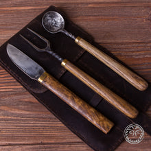 Load image into Gallery viewer, Forged Dinner Set, Viking Cutlery, Medieval Cutlery, Rustic Cutlery, Viking Kitchen, Medieval Kitchen, Dining Appliances, Reenactment, LARP
