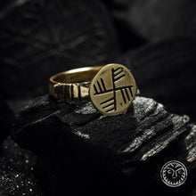 Load image into Gallery viewer, Replica, Swastika Ring, Fylfot Ring, Magic Ring, Slavic, Medieval, Middle Ages, Reenactment, LARP, SCA, Ancient Ring, Tribal, Viking, Solar
