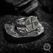 Load image into Gallery viewer, Replica, Swastika Ring, Fylfot Ring, Magic Ring, Slavic, Medieval, Middle Ages, Reenactment, LARP, SCA, Ancient Ring, Tribal, Viking, Solar
