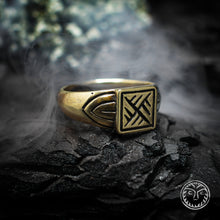 Load image into Gallery viewer, Replica, Swastika Ring, Fylfot Ring, Magic Ring, Slavic, Medieval, Middle Ages, Reenactment, LARP, SCA, Ancient Ring, Tribal, Viking, Solar
