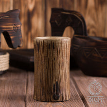 Load image into Gallery viewer, Hand Carved Mug, Wooden Glass, Wood Glass, Wooden Cup, Wooden Vessel, Dish, Norse, Viking, Scandinavian, LARP, SCA, Reenactment, Middle Ages
