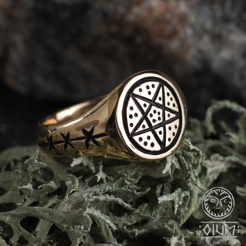 Solar Ring, Star, Museum, Ancient Ring, Medieval Ring, Tribal Jewelry, Reenactment Jewelry, SCA Jewelry, LARP, Viking, Pentagram, Protective