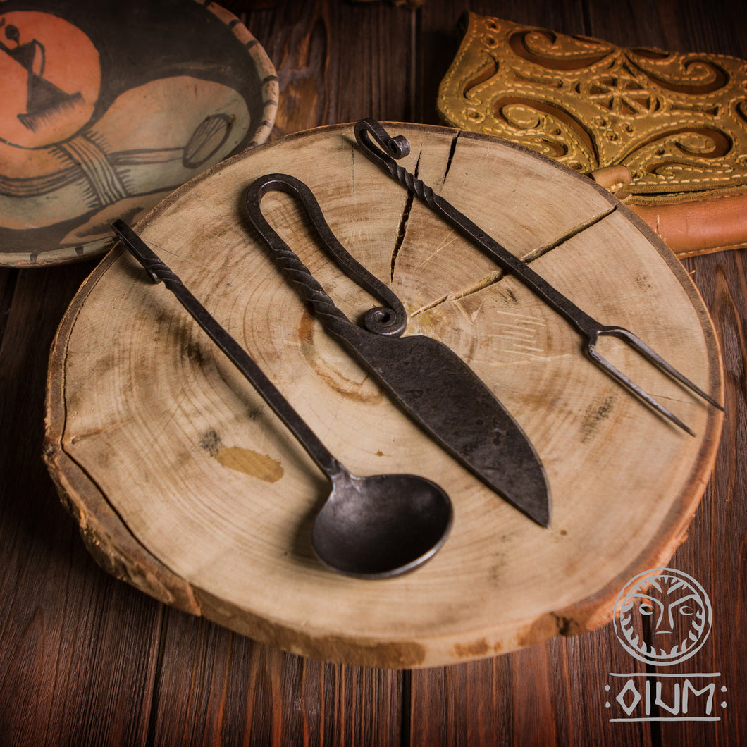 Hand Forged Dinner Set, Rustic Kitchen, Kitchen Accessories, Viking Cutlery,  Medieval Cutlery, Dinin