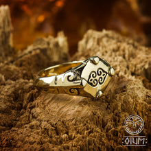 Load image into Gallery viewer, Medieval Ring, Middle Ages, 14 century, Reenactment, LARP, SCA, Ancient Jewelry, Replica, Historical, Fleur De Lis, Floral Pattern, Sprout
