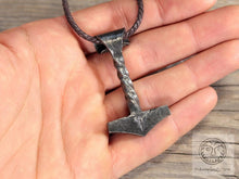 Load image into Gallery viewer, Forged Thor&#39;s Hammer Pendant,  Algiz
