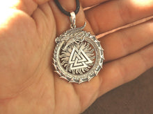 Load image into Gallery viewer, Silver Pendant Ouroboros With Valknut
