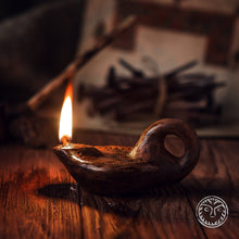 Load image into Gallery viewer, Roman style oil lamp, for reenactors and antiquities lover
