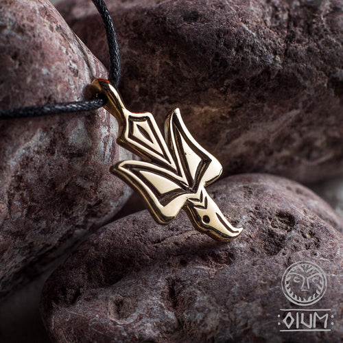 Falcon Pendant	Asatru Necklace	Amulet	Viking Pendant	Trident	Norse Jewelry	Scandinavian	SCA	LARP	Reenactment	Middle Ages	Medieval	Viking Necklace