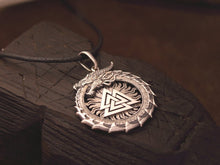 Load image into Gallery viewer, Silver Pendant Ouroboros With Valknut
